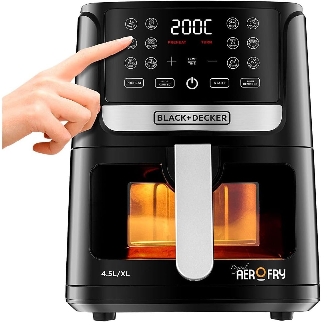 Black+Decker Digital Aerofry Air Fryer, 1500 Watt, 4.5 Liters – AF4500 Black+Decker Digital Aerofry Air Fryer, 1500 Watt, 4.5 Liters – AF4500